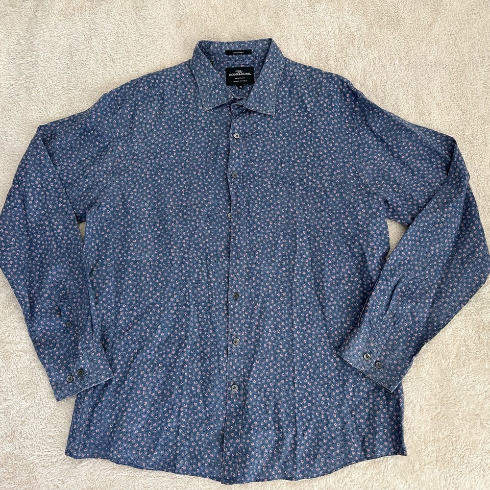 Rodd & Gunn Sports Fit Linen Long Sleeve Top Mens Size extra Large XL floral